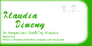 klaudia dimeny business card